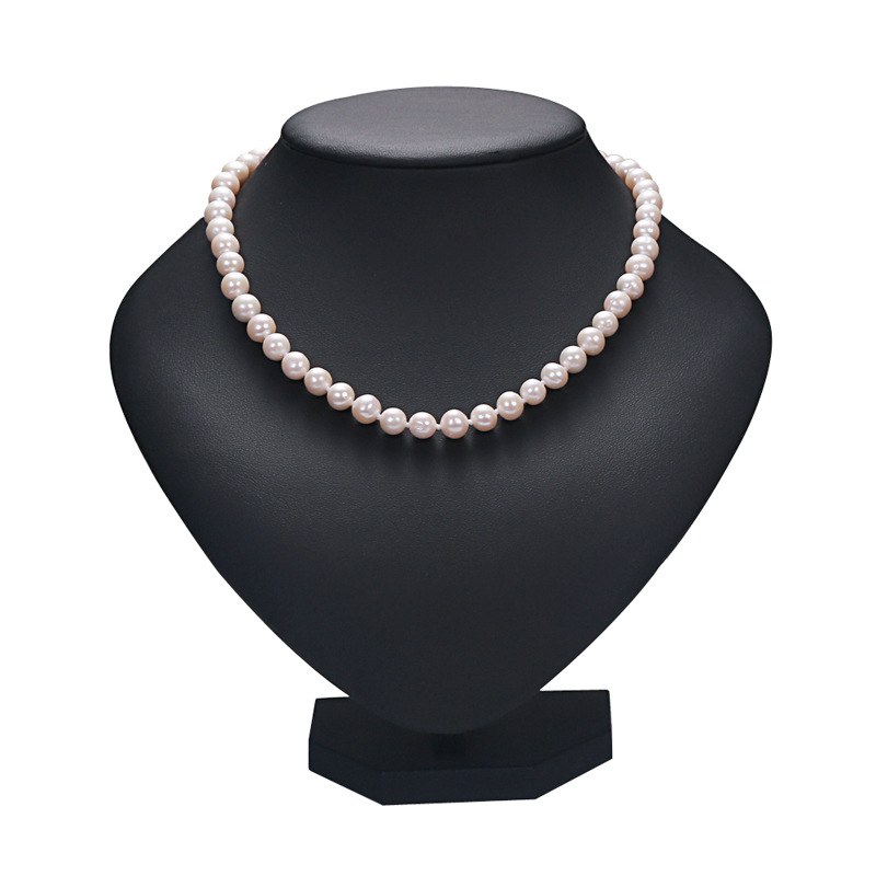 Classic Design 8MM White Fresh Water Pearl Necklace Heart Gemstone Jewelry for Women Gift