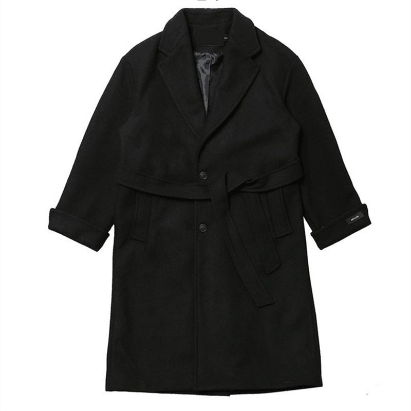 Privathinker Men's Warm Casual Woolen Coat Winter New Korean Streetwear Long Woolen Coat Thicken Loose Fashion Windbreaker 201222