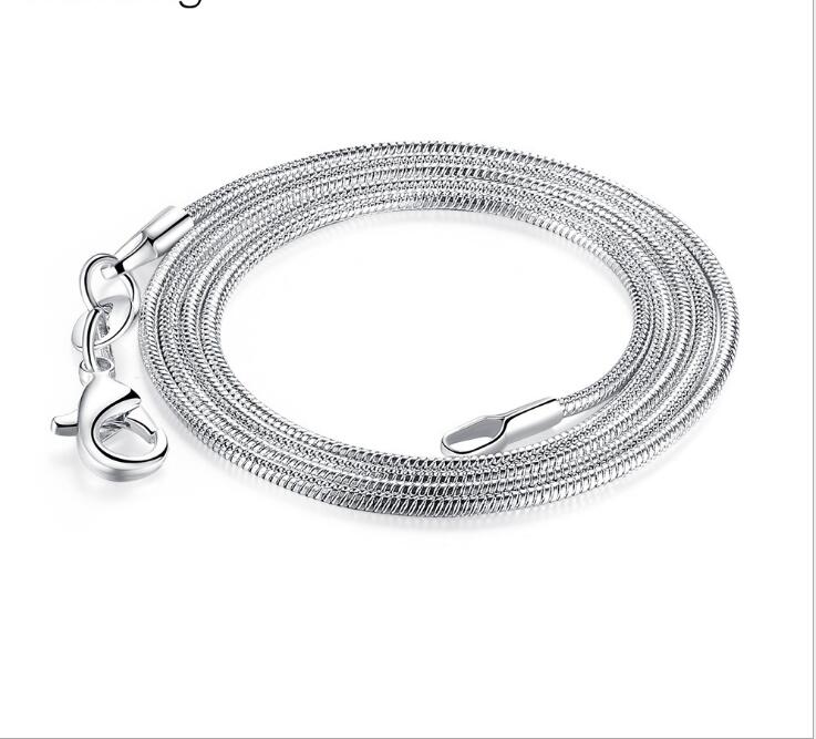 Big Promotions ! 100 pcs 925 Sterling Silver Smooth Snake Chain Necklace Lobster Clasps Chain Jewelry Size 1mm 16inch --- 24inch