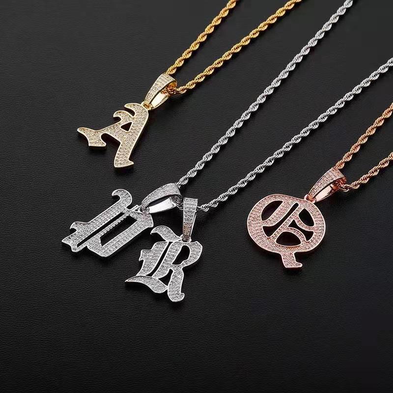 iced out 26 letters A to Z pendant necklaces luxury designer hip hop copperplate necklace mens gold silver stainless steel chain jewelry
iced out 26 letters A to Z pendant necklaces luxury designer hip hop copperplate necklace mens gold silver stainless steel chain jewelry