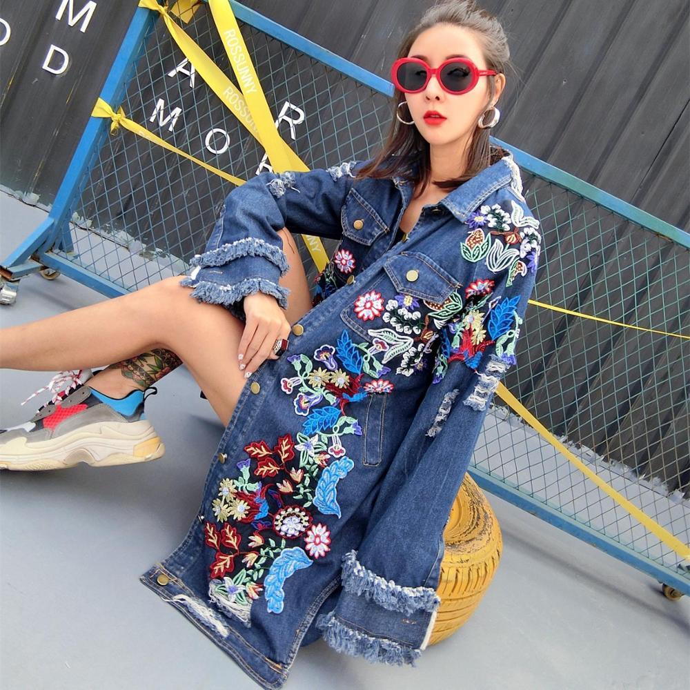 Floral embroidery denim long spring fall tear jean bordella beading jacket female jeans tops CZ2Q, Blue
Floral embroidery denim long spring fall tear jean bordella beading jacket female jeans tops CZ2Q, Blue