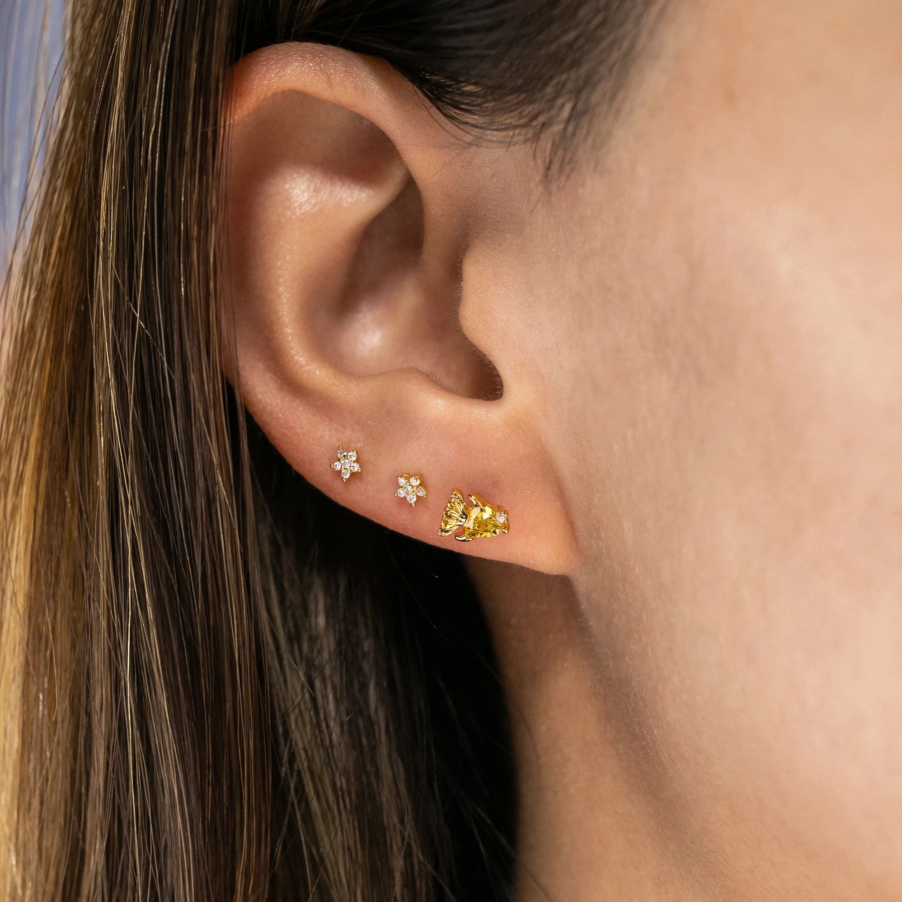 2021 summer collection 100 925 sterling silver gold plated earrings cute lovely sea animal mini tiny stud earring for girl wholesale