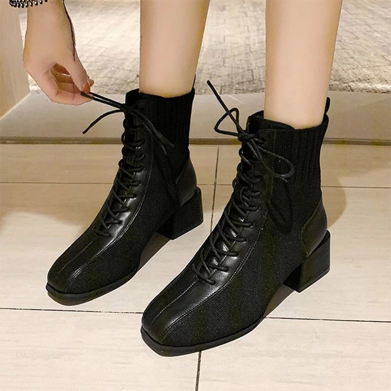 Knitting Ankle Boots Zip Stitch Woman Shoes 2020 Autumn Winter Black Lace Up Booties Square Heeled Motorcyle Botas Mujer 8502N #QV5Z
Knitting Ankle Boots Zip Stitch Woman Shoes 2020 Autumn Winter Black Lace Up Booties Square Heeled Motorcyle Botas Mujer 8502N #QV5Z