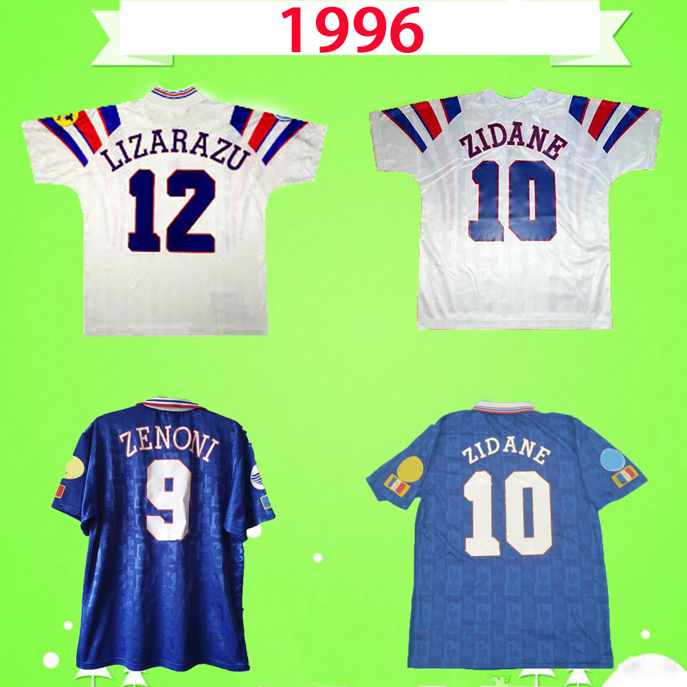 Maillot de foot #10 ZIDANE Retro soccer jerseys 1996 classic football shirts vintage 96 home blue away white Djorkaeff Pedros Martins Loko, Black;yellow
Maillot de foot #10 ZIDANE Retro soccer jerseys 1996 classic football shirts vintage 96 home blue away white Djorkaeff Pedros Martins Loko, Black;yellow
