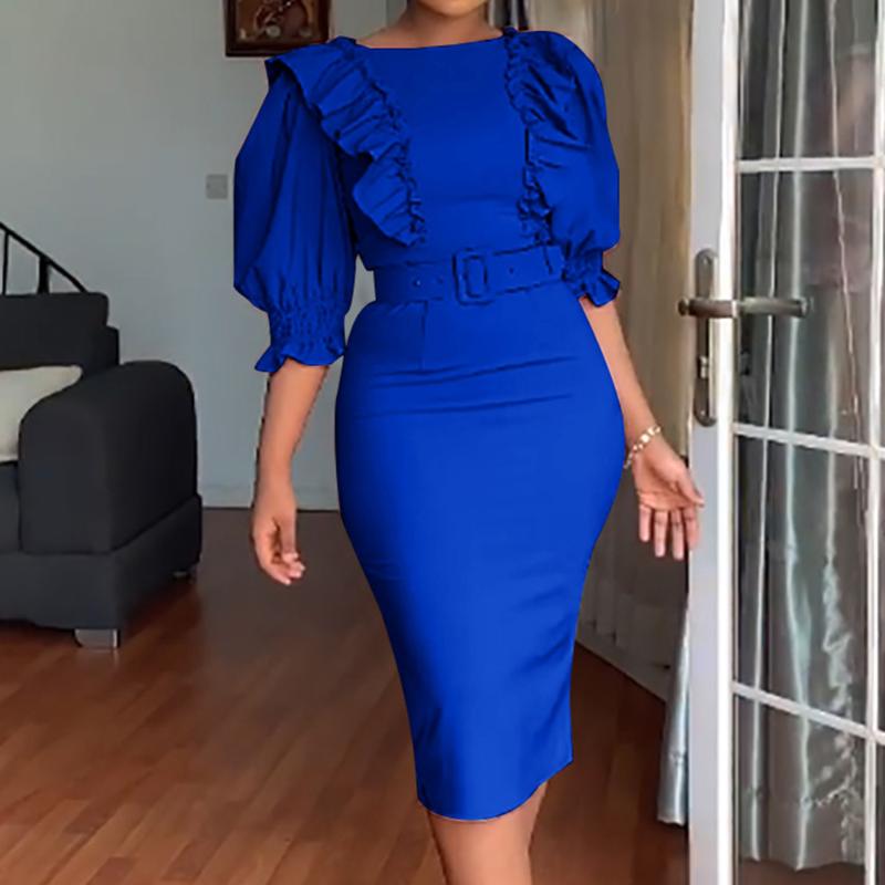 Women Party Dress Slim Spring And Autumn Round Neck Solid Color High Waist African Office Lady Midi Dresses Blue Bodycon Dresse
Women Party Dress Slim Spring And Autumn Round Neck Solid Color High Waist African Office Lady Midi Dresses Blue Bodycon Dresse