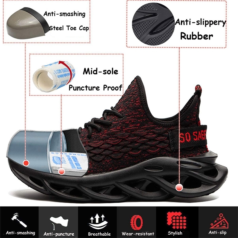 SUADEEX Steel Toe Work Shoes Construction Footwear Anti-slippery Working Safety Boots For Men Male 38-45 Y200915