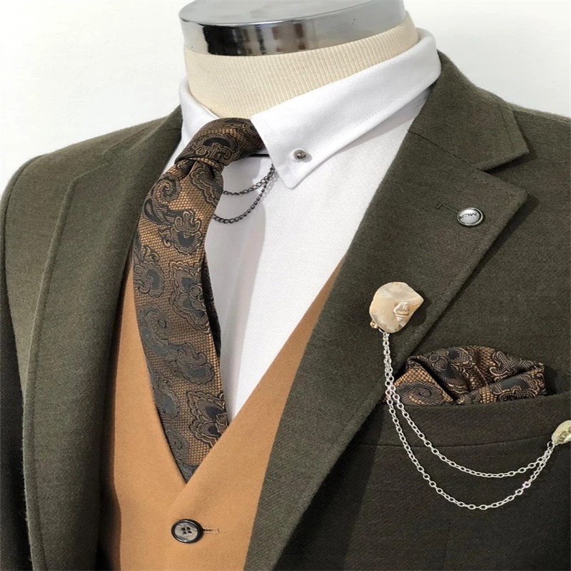 3 piece men suits custom made lapel royal wedding suits high quality handsome formal thick business coatpantvest