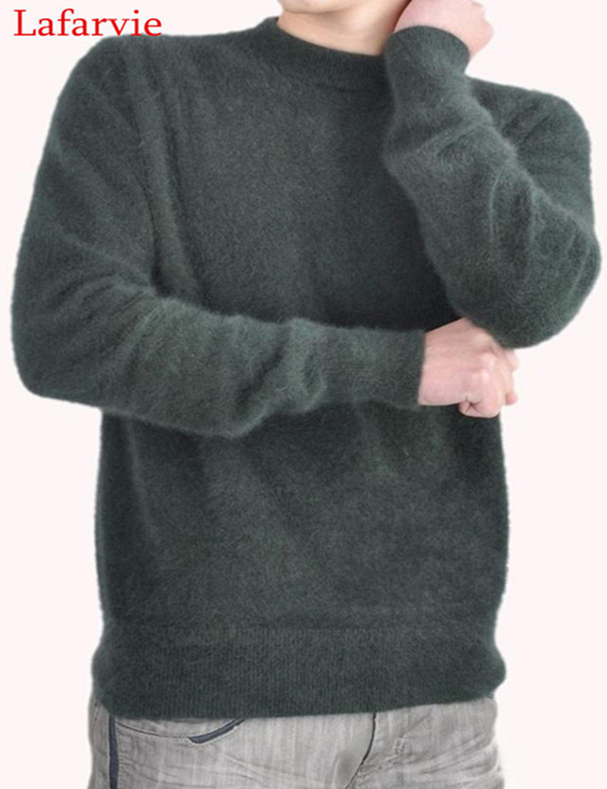 Lafarvie Off Sale Standard Solid Pullovers Full Sleeves O-Neck 100% Mink Cashmere Auturm & Winter Men Formal Knitted Sweater 201022