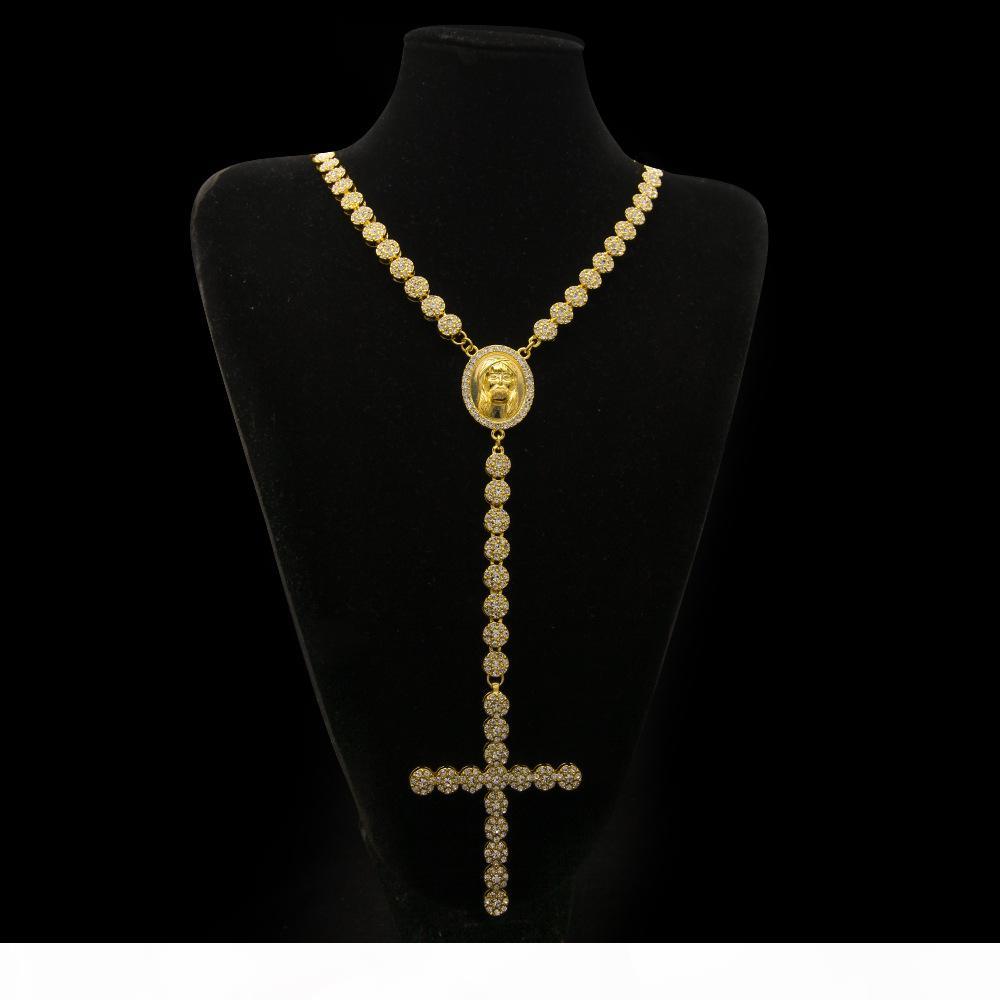 Men Luxury Long Necklace Gold Silver Full Iced Out Rhinestones Jesus Face With Big Cross Pendant Necklace Rosary Punk Jewelry
Men Luxury Long Necklace Gold Silver Full Iced Out Rhinestones Jesus Face With Big Cross Pendant Necklace Rosary Punk Jewelry