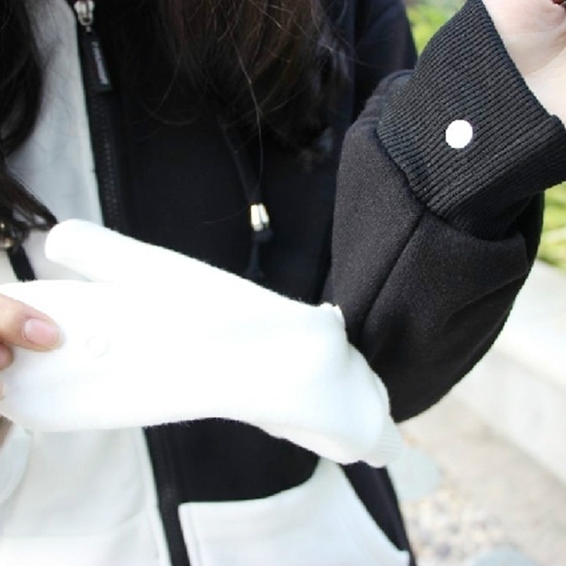 women hooded sweatshirts cartoon bear embroidery black white patchwork hoodies autumn long sleeve Tracksuits Female Tops 201029