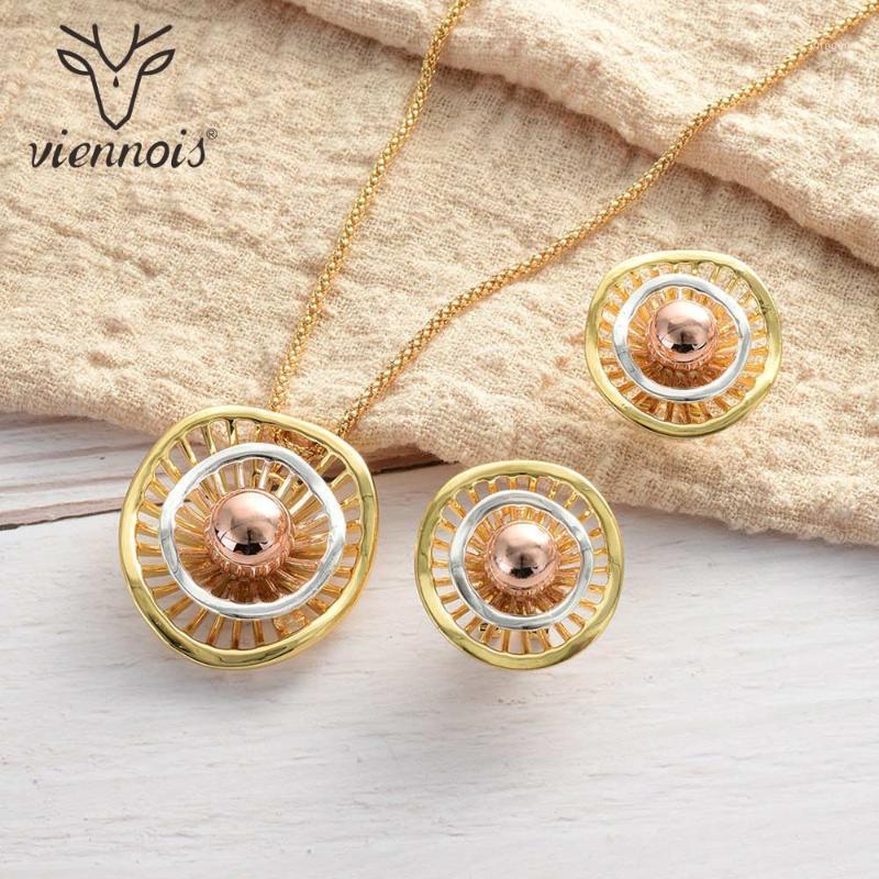 Earrings & Necklace Viennois Jewelry Set For Women Geometric Hollow Out Design Rose Gold Color Stud Party Jewelry1, As pic 
Earrings & Necklace Viennois Jewelry Set For Women Geometric Hollow Out Design Rose Gold Color Stud Party Jewelry1, As pic