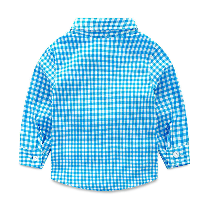 Baby Gentleman Clothing Sets Spring Autumn Infant Boys Plaid Shirt+Denim Suspender Pants 2pcs Set Kids Outfits
