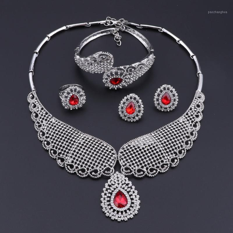 Earrings & Necklace OEOEOS Wedding Bridal Jewelry Sets For Women Red Silver Color CZ Rhinestone Vintage Dubai African Beads Set
Earrings & Necklace OEOEOS Wedding Bridal Jewelry Sets For Women Red Silver Color CZ Rhinestone Vintage Dubai African Beads Set
