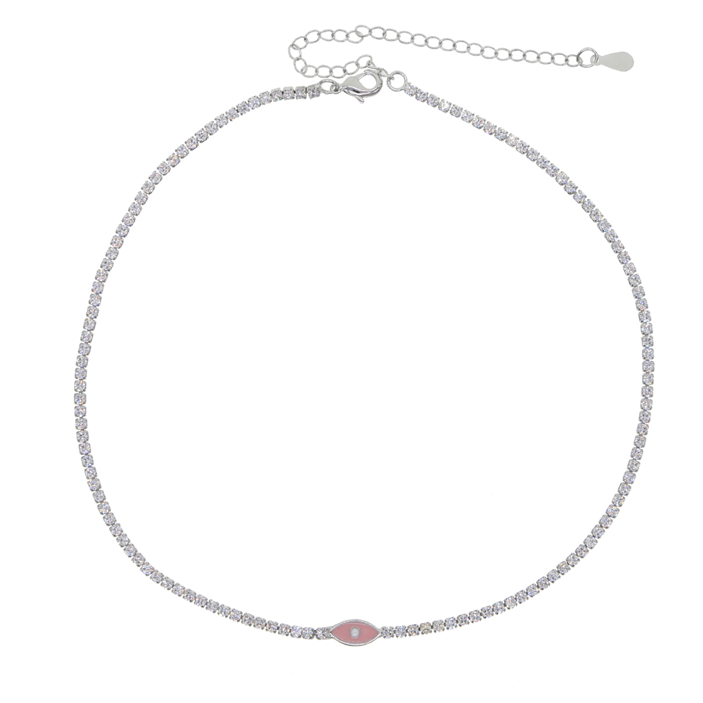 5A cz tennis chain evil eye charm choker necklace with colorful enamel lovely eyes pendant fashion necklaces jewelry