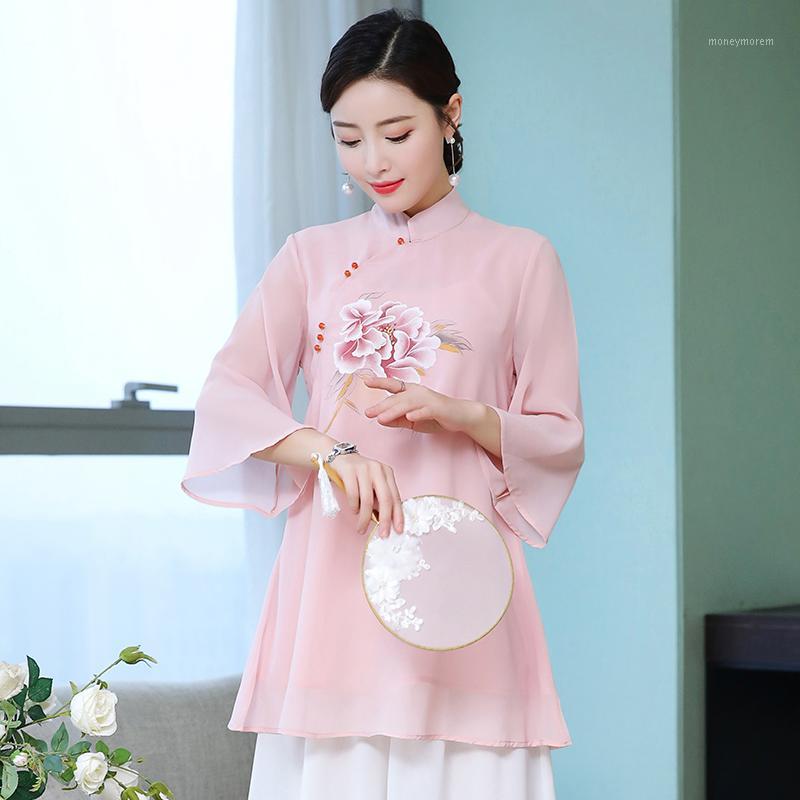 Spring Summer Traditional Chinese Chiffon Tang Suit Tops Half Sleeve Pink Cheongsam Long Tops1
Spring Summer Traditional Chinese Chiffon Tang Suit Tops Half Sleeve Pink Cheongsam Long Tops1