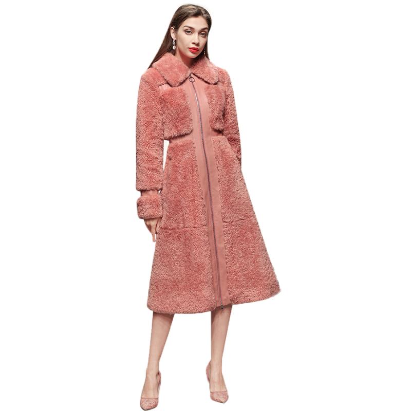 Women Lamb Wool Coat Autumn Winter New 2021 Fashion Slim Turn-down Collar PU Patchwork Long Cashmere Woolen Overcoat, Pink
Women Lamb Wool Coat Autumn Winter New 2021 Fashion Slim Turn-down Collar PU Patchwork Long Cashmere Woolen Overcoat, Pink