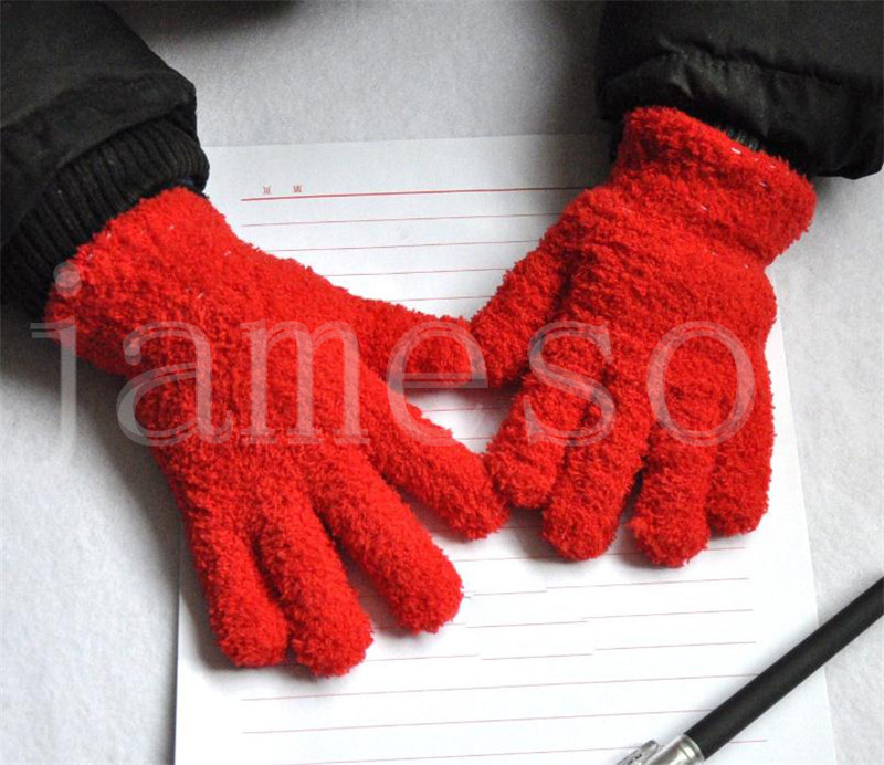 Warmom Coral Fleece Thicken Kids Gloves Winter Keep Warm Children Baby Plush Furry Full Finger Mittens Soft Gloves For 7-11Years DB251