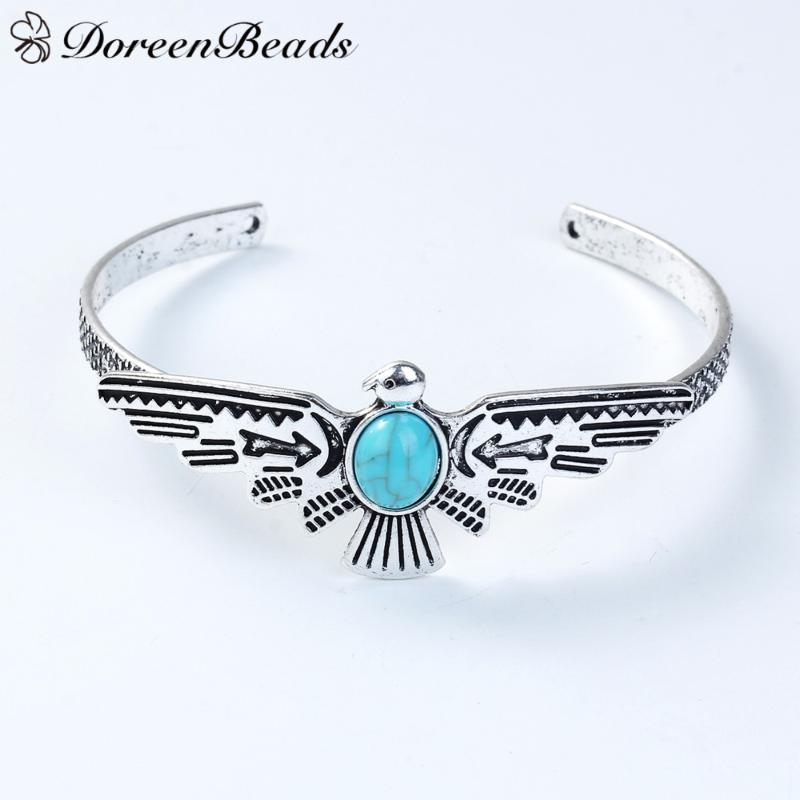 DoreenBeads 1 PC New Eagle Pattern Open Cuff Bangles Bracelets for Men Women Silver color Blue Bead 18.4cm
DoreenBeads 1 PC New Eagle Pattern Open Cuff Bangles Bracelets for Men Women Silver color Blue Bead 18.4cm