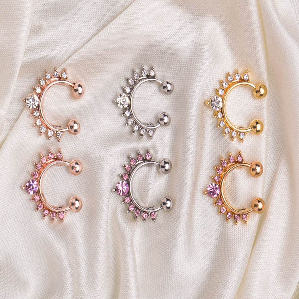 Shiny Crystal Nose Rings Studs Crown Shape Nose Screw Hoop Diamond Hypoallergenic Nostril Nose Piercing Jewelry for Women Wholesale Price