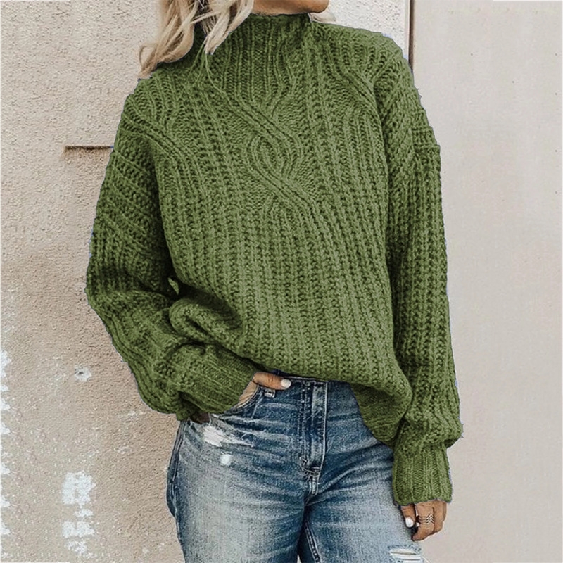 2021 New European American sweater Women turtleneck Knit Pullover Sweaters ladies Twist Top Autumn Winter sweater 210218