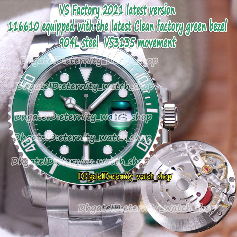 VSF 2021 Latest version Clean factory Green Bezel Green Dial 3135 VS3135 Automatic 904L Steel Case SS Bracelet 116610 Mens Watch eternity, Card + book
VSF 2021 Latest version Clean factory Green Bezel Green Dial 3135 VS3135 Automatic 904L Steel Case SS Bracelet 116610 Mens Watch eternity, Card + book