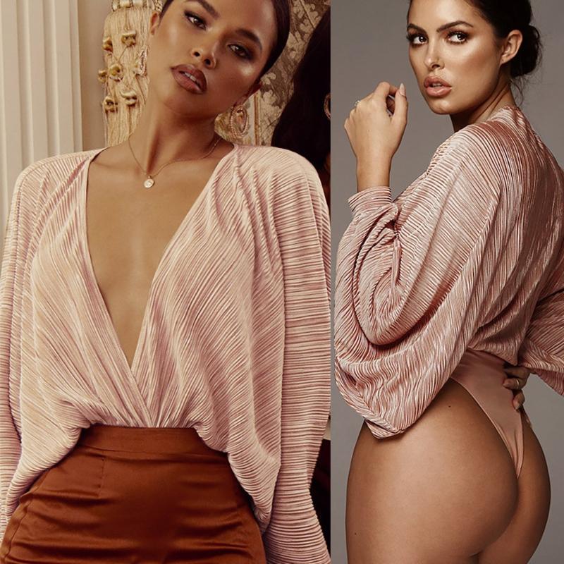Sexy Women Deep V neck Loose Bodysuit Casual Ladies Low Chest Long Sleeve Jumpsuits Female Solid Pleated Fold Fashion Romper, Black
Sexy Women Deep V neck Loose Bodysuit Casual Ladies Low Chest Long Sleeve Jumpsuits Female Solid Pleated Fold Fashion Romper, Black