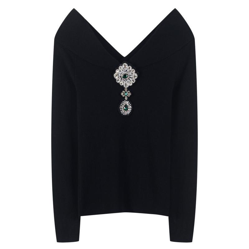 2020 Winter New Women Sexy Pendant One-Neck Design Chic Black Knit Sweater Jumper Flash Drilling Beaded Luxury Pullover Clothes, As pic
2020 Winter New Women Sexy Pendant One-Neck Design Chic Black Knit Sweater Jumper Flash Drilling Beaded Luxury Pullover Clothes, As pic