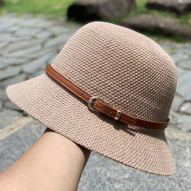 Belt Buckle Dome Caps Korean Style Sweet Beach Hats Outdoor Travel Wide Brim Hats