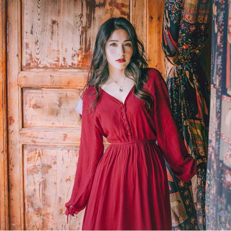 Casual Dresses Vintage Red Chiffon Beach Maxi Dress Spring Solid V-Neck Long Lantern Sleeve High Waist Hippie Vocation Boho Womens 1, Wine red
Casual Dresses Vintage Red Chiffon Beach Maxi Dress Spring Solid V-Neck Long Lantern Sleeve High Waist Hippie Vocation Boho Womens 1, Wine red