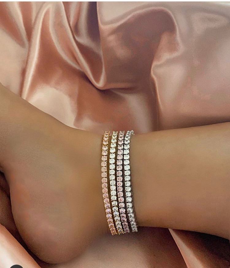 Ankle Bracelets Designer Jewelry Women Fashion Initial Anklets Dia Tennis Chain Iced Out Hip Hop Jewerly Bling Charms Accessories Free shipping