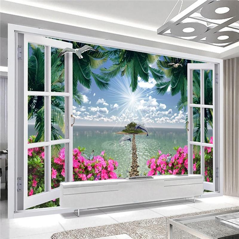 Self-Adhesive Wallpaper 3D Window Coconut Tree Seascape Red Flower Stone Path Photo Wall Murals Living Room Dining Room Stickers, As pic
Self-Adhesive Wallpaper 3D Window Coconut Tree Seascape Red Flower Stone Path Photo Wall Murals Living Room Dining Room Stickers, As pic