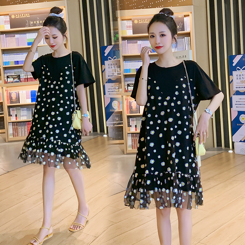 Maternity Clothes Summer fashion Short Sleeve Easy Matching Loose Stylish Dress for Pregnant Women Mom Dress LJ201125