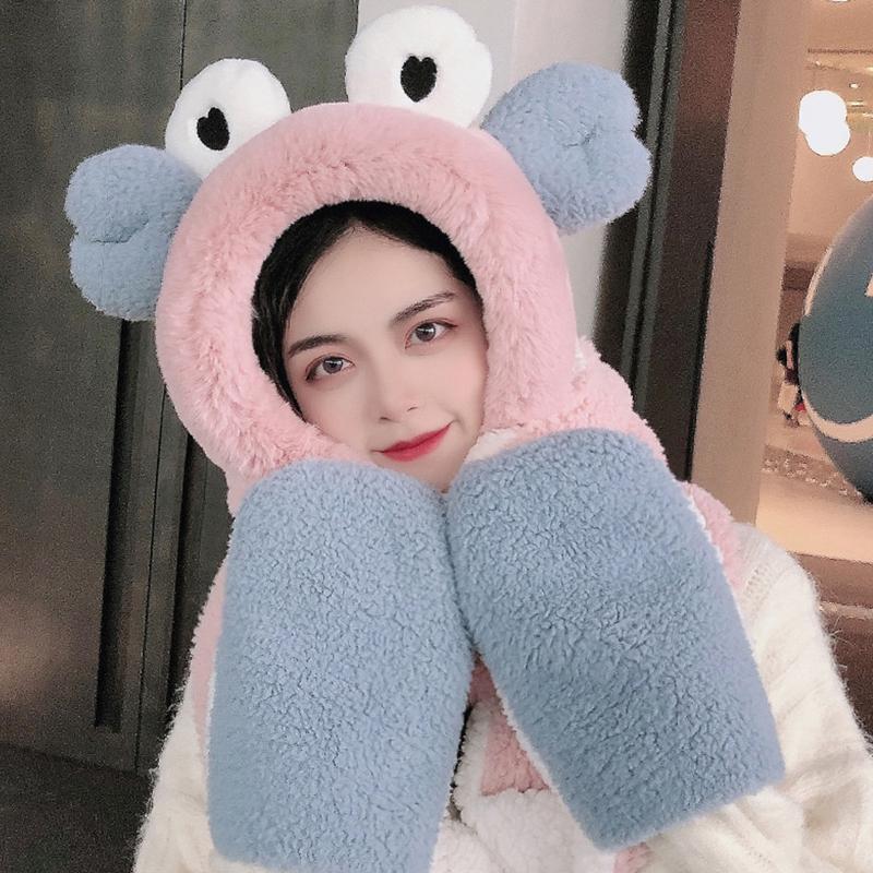 Hats, Scarves & Gloves Sets Women Winter Warm 3 In 1 Fuzzy Plush Hooded Scarf Hat Set Cartoon Big Eyes Ears Windproof Earflap Cap Mittens
Hats, Scarves & Gloves Sets Women Winter Warm 3 In 1 Fuzzy Plush Hooded Scarf Hat Set Cartoon Big Eyes Ears Windproof Earflap Cap Mittens