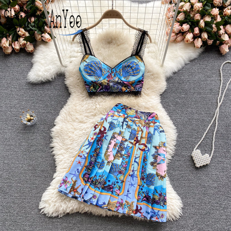 Two Piece Set Summer Suit For Women Printed Crop Top Sexy Suits With Pleated Skirt Plus Size 2XL Boho Holiday Beach Woman Outfit 220217, Rose red
Two Piece Set Summer Suit For Women Printed Crop Top Sexy Suits With Pleated Skirt Plus Size 2XL Boho Holiday Beach Woman Outfit 220217, Rose red