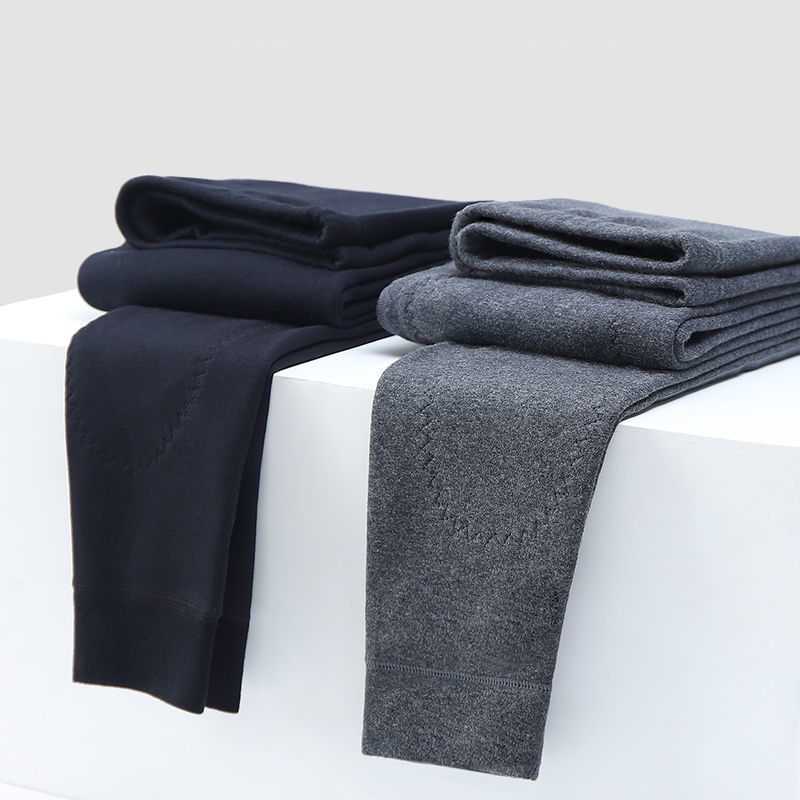 Winter Warm Thermal Underwear Bottoms Men Leggings Thermos Pants Male Wool Cotton Thick Underwear Trousers Men's Warm Knee Pants 201023
