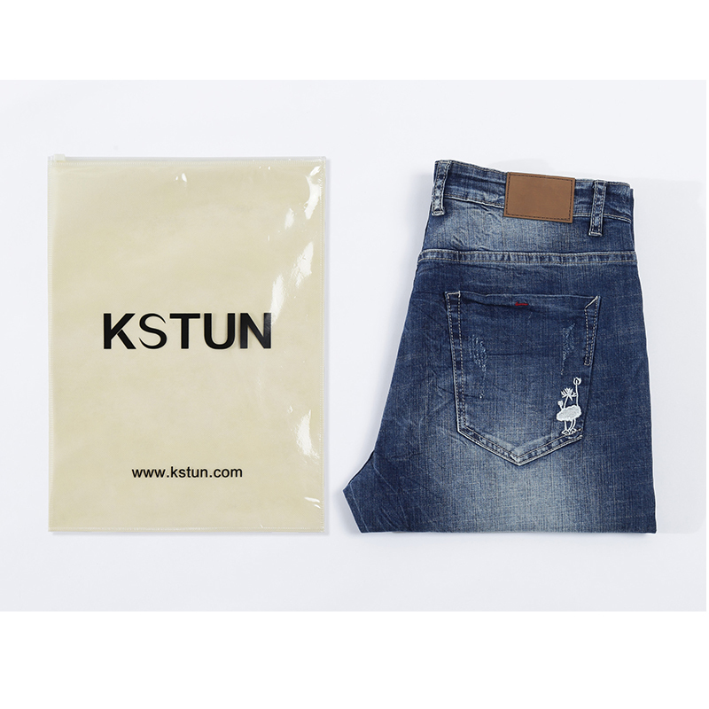 KSTUN Jeans Men Stretch Summer Blue Business Casual Slim Straight Jeans Fashion Denim Pants Male Trousers Regular Fit Large Size T200614