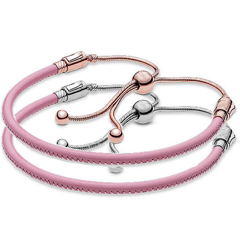 925 Sterling Silver Women Bracelet Pan Moments Pink Leather Clasp Adjust Sliding Bracelet Bangles Bead Charm Jewelry GIft
925 Sterling Silver Women Bracelet Pan Moments Pink Leather Clasp Adjust Sliding Bracelet Bangles Bead Charm Jewelry GIft