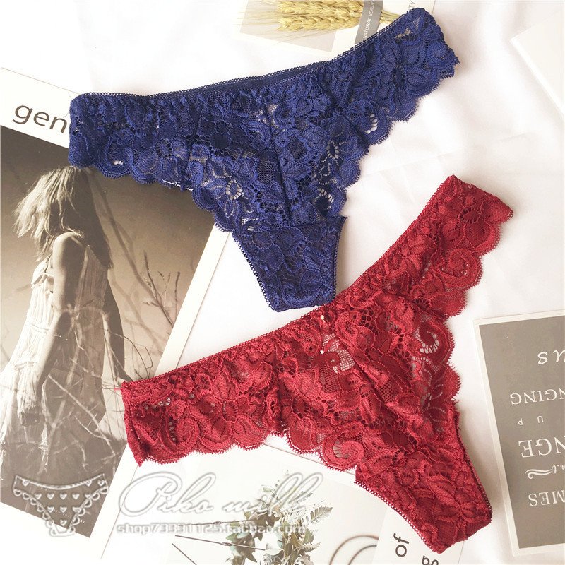 New Sexy Embroidered Lace Panties Sex G-String Thongs Women Transparent Underwear Tanga Lingerie Crotch Cotton Briefs