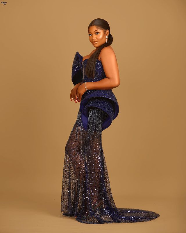 Plus Size Arabic Aso Ebi Navy Blue Mermaid Prom Dresses Stylish Sequined Lace Evening Formal Party Second Reception Birthday Engagement Gowns Dress ZJ
