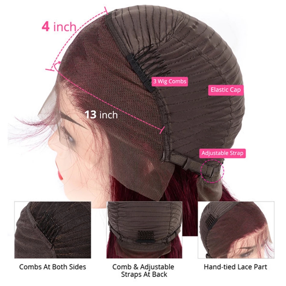 Free shipping 13X4 Lace frontal Short Straight Bob Human Hair With Bangs 150% Density Synthetic Wigs For Black Women