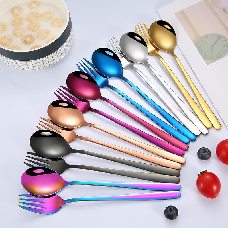 Stainless Steel Colorful Spoon Long Handle Spoons Forks Flatware Coffee Drinking Tools
Stainless Steel Colorful Spoon Long Handle Spoons Forks Flatware Coffee Drinking Tools