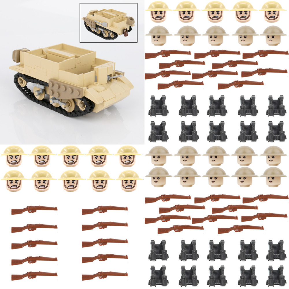 

WW2 Military British Bren Armored Vehicle Tank Building Blocks British Army Medical Accessories Infantry Weapon Gun Bricks Toys Y1130