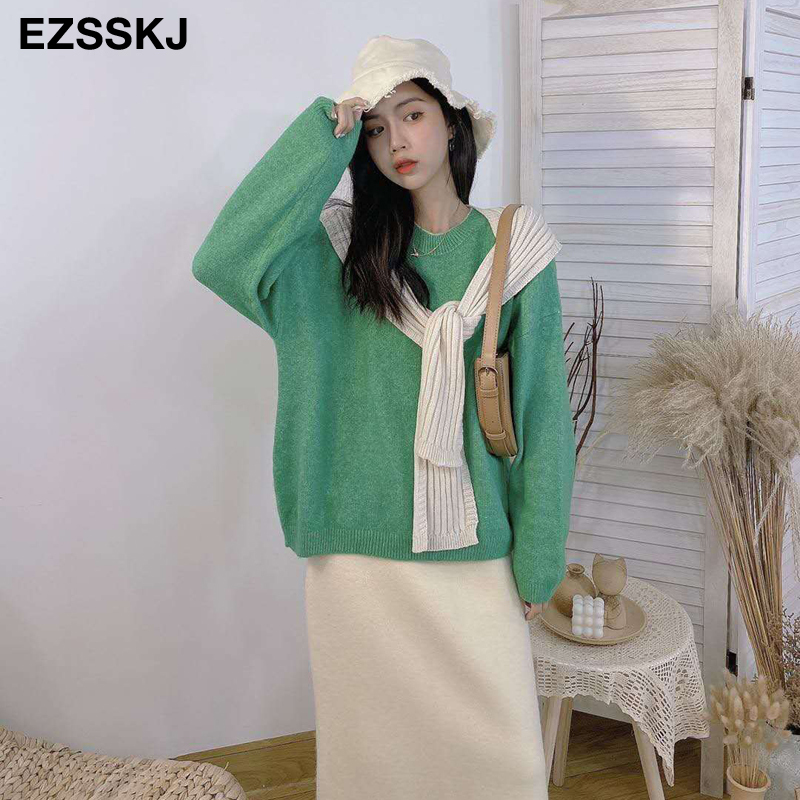 cashmere soft Women O-neck Sweater Pullovers OVERSIZE Autumn Winter Basic Women female Sweaters BOTTOM jacket Pullovers 201030