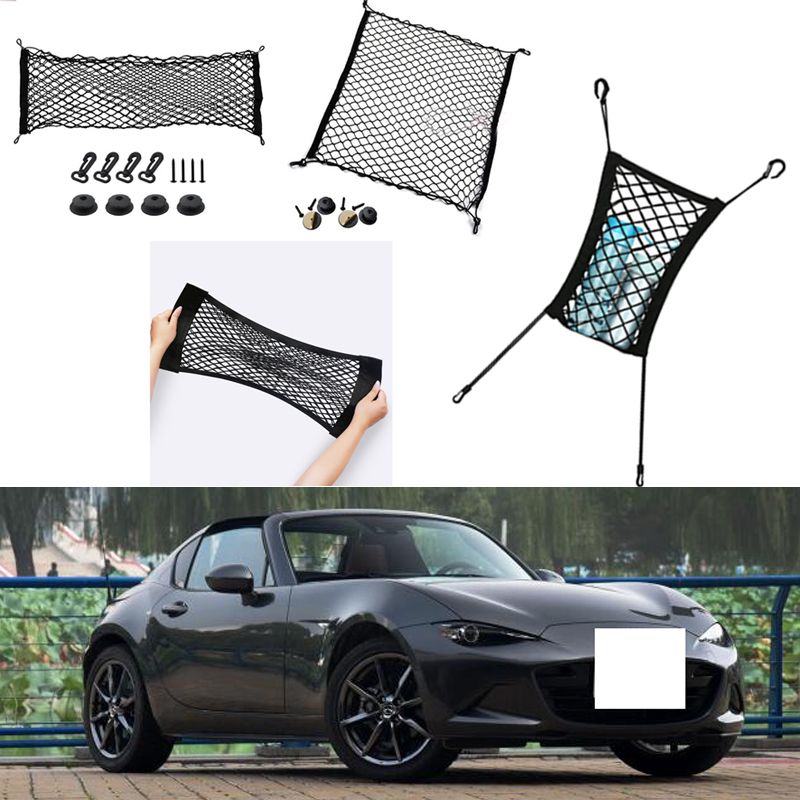 

For Mazda MX-5 MX5 Car Auto vehicle Black Rear Trunk Cargo Baggage Organizer Storage Nylon Plain Vertical Seat Net