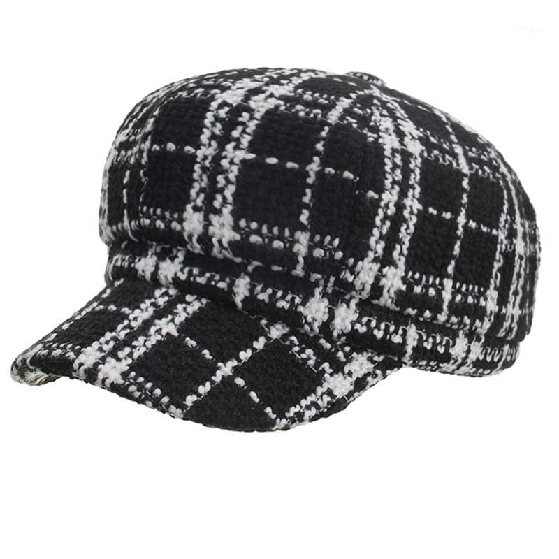 Sboy Hats Women's Autumn Winter Beret Hat Plaid Cap Black White Vintage Style Size 57CM1
Sboy Hats Women's Autumn Winter Beret Hat Plaid Cap Black White Vintage Style Size 57CM1