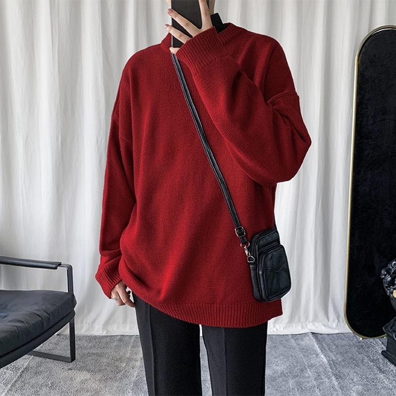 Cashmere Sweater Men Pullovers Oversize Solid Color Korean Fashion Casual High Quality Loose Warm ONeck Knitted Men Sweater XXL 201118