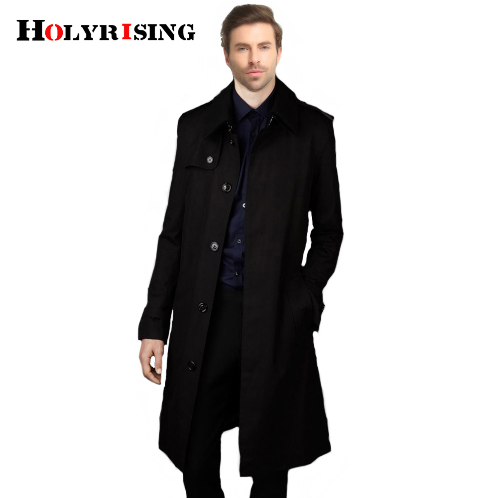 Holyrising Trench Coat Men Casual Masculino Overcoat Slim Long Greatcoat Single Button Windbreak Comfortable Size S9XL 183605 201120