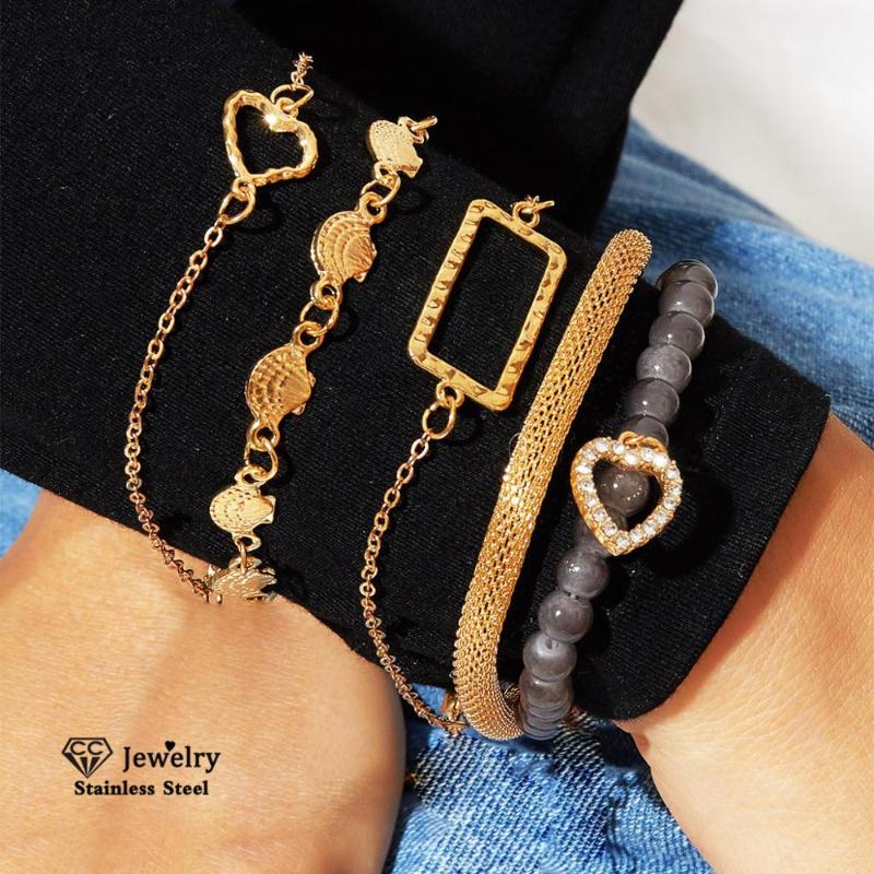 Bracelet for Women 5pcs/set Multilayer Charm Bangles Fashion Jewelry Heart Geometric Shape Crysatl Alloy Party Gifts YH907
Bracelet for Women 5pcs/set Multilayer Charm Bangles Fashion Jewelry Heart Geometric Shape Crysatl Alloy Party Gifts YH907