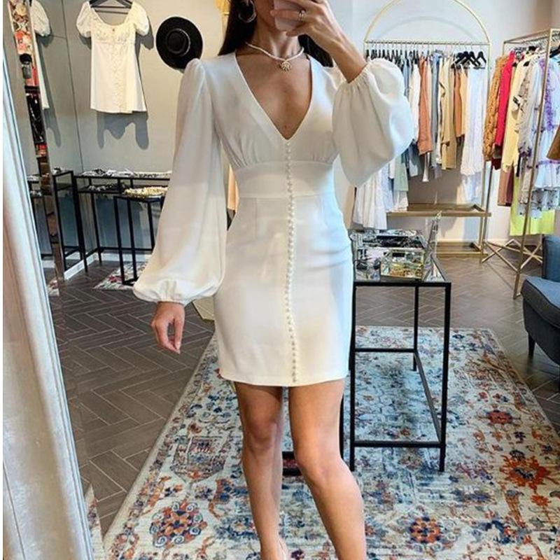Ladies Deep V-Neck Pencil Skirt Fashion Trend Slim Waist Long Sleeve Short Dress Designer Female Autumn New Casual High Waist Dress, White
Ladies Deep V-Neck Pencil Skirt Fashion Trend Slim Waist Long Sleeve Short Dress Designer Female Autumn New Casual High Waist Dress, White