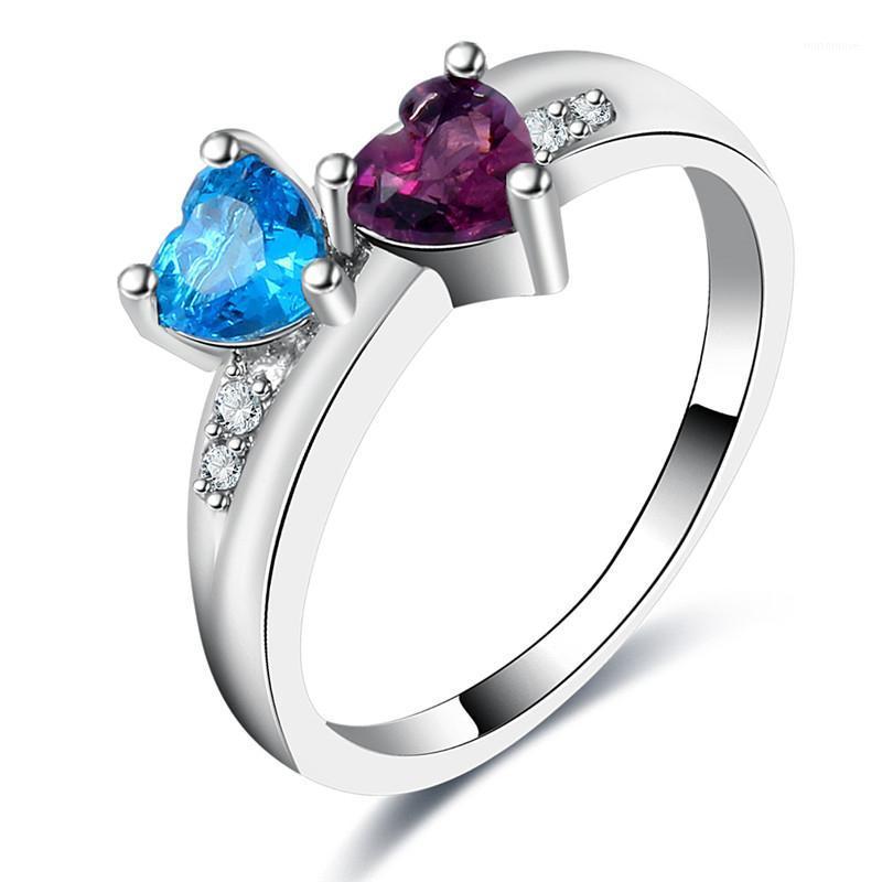 Garilina New Listing Jewelry Double Heart Blue And Purple Zircon Silver Color ring Female Ring R22801
Garilina New Listing Jewelry Double Heart Blue And Purple Zircon Silver Color ring Female Ring R22801